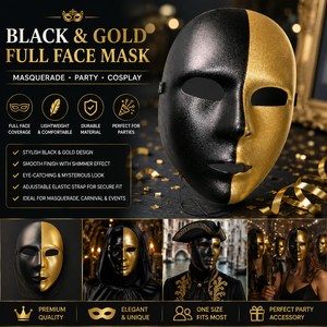 <span class=keywords><strong>Masque</strong></span> <span class=keywords><strong>de</strong></span> mascarade noir et or pour le visage entier, <span class=keywords><strong>masque</strong></span> vénitien pour le <span class=keywords><strong>carnaval</strong></span>, Halloween, cosplay, décorations <span class=keywords><strong>de</strong></span> fête - Product Image 1
