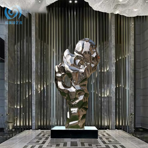 Sculpture abstraite en acier inoxydable pour extérieur, style Pierre de Taihu, avec miroir, pour aménagement paysager, ornement de sol, pour l'immobilier, les hôtels et les clubs - Product Image 3