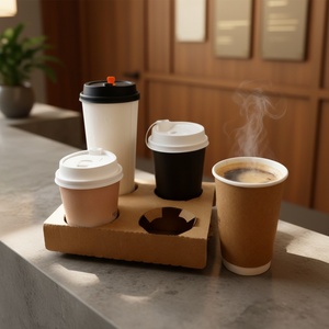 แก้วกาแฟกระดาษคราฟท์แบบใช้แล้วทิ้ง พิมพ์โลโก้ตามสั่ง Sunshine พร้อมฝาปิด สำหรับเครื่องดื่มร้อน เหมาะสำหรับโรงแรมและสำนักงาน - Product Image 1