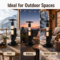 Chauffe-terrasse à granulés en acier au carbone, autoportant, pour le chauffage du jardin et de la terrasse, avec tube de flamme en verre et trémie à granulés facile à remplir