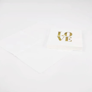 HANLIN Gold Stamped Printed Napkins 250mm Square 3 Ply For Weddings Valentine'S Day - Product Image 2