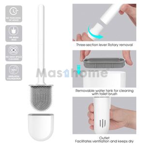 Brosse de nettoyage WC en silicone à deux sections avec manche en plastique TPR souple, offre spéciale - Product Image 4