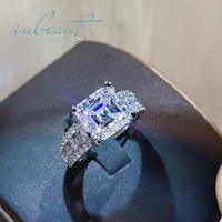 Bague en argent 925 avec moissanite couleur D étincelante, taille Asscher brillante de 5 carats, testée et approuvée, pour femme, bijoux fins