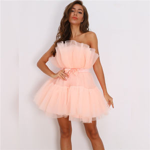 Robe Tutu à épaules dénudées inspirée de Kendall Jenner, en coton plissé et tulle, dos asymétrique en maille, motif uni, <span class=keywords><strong>Lolita</strong></span> Vestidos pour femmes - Product Image 5