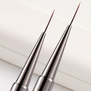 Ensemble de 5 pinceaux pour nail art, manche en métal plat, poils synthétiques, pinceaux fins pour la peinture au gel - Product Image 6