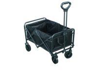 Chariot utilitaire pliable léger pour le camping en plein air, à quatre roues, avec cadre en acier et poignée réglable, pour le rangement dans le jardin et l'utilisation comme armoire.