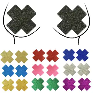 Manufacturer Hot Sale Nipple Woman Cover Cross Shape Sexy Cover Sticker Breast Disposable Boob Pasties Glitter Multi Colors