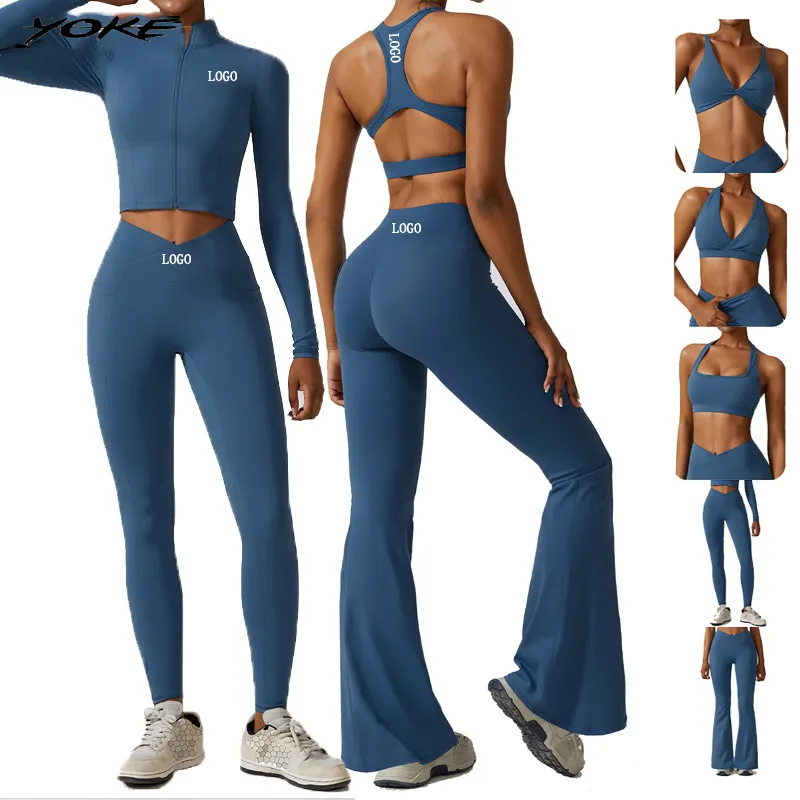 YOKE 2023 Wholesale Gym Fitness Long Sleeve Jacket Leggings Sports Suits Women Seamless Fitness Yoga Set
