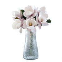 Bouquet de 3 branches de magnolias artificiels en plastique PU, fleurs blanches, décoration haut de gamme pour salon et table à manger