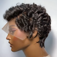 13X4 Pixie Cut Perruque HD Transparent Lace Front Perruque de Cheveux Humains Brésiliens Cheveux Courts Bouclés 13x4