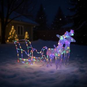 Reno y Trineo Navideños Inflables de Acrílico, Decoración Navideña para Jardín, Multicolor, 51.2 Pulgadas - Product Image 2
