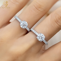 Bague de couple en diamant de laboratoire taille ronde en argent 925 10K 14K 18K Bague en diamant en or massif pour mariages fiançailles