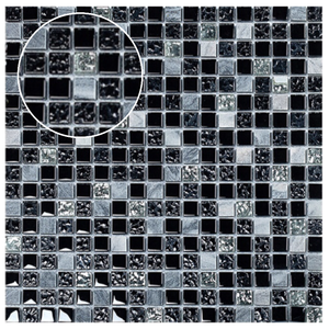 Moderne Piastrelle di Lusso in <span class=keywords><strong>Mosaico</strong></span> di Cristallo Nero con Design a <span class=keywords><strong>Mosaico</strong></span> Quadrato di Foshan per Decorazione Murale - Product Image 1