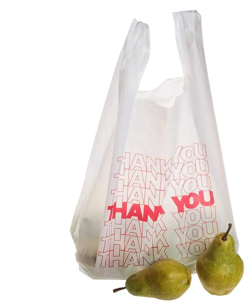 11,5x6,5X21 Blanco "Gracias" Plastic 1/6 T-Shirt Bag