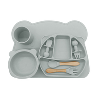 Ensemble d'alimentation pour bébé en silicone de qualité alimentaire, personnalisable, vente en gros d'usine, sans BPA, assiette et couverts pour enfants