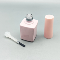 Capuchon de vernis à ongles rond rose avec brosse large et carré personnalisé rose 13ml bouteille en verre de vernis à ongles gel Uv vide