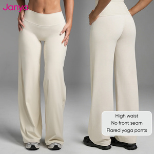 Ensemble de sport taille haute Janya 2026, couleur unie nude, vêtements de gym, tenues d'entraînement personnalisables avec logo, ensembles 2 pièces avec pantalon évasé pour <span class=keywords><strong>femme</strong></span> - Product Image 4