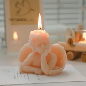 사용자 정의 개인 상표 간장 왁스 향기로운 예술 아기 천사 모양 향기로운 촛불 선물