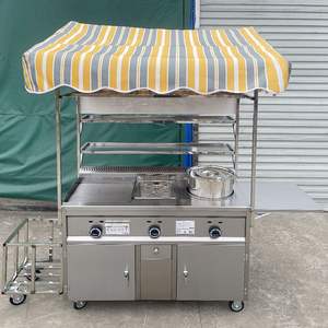 New Custom Multi-Functional <b>Gas</b>/Electric Stainless Steel Snack Cart Umbrella / Commercial Mobile <b>BBQ</b> Tacos French Fries - Product Image 2