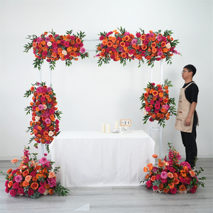 Forest Tropical <b>Artificial</b> Rose Floral Row Hanging Greenery Flowers Runner Backdrop Rose Flower Arch - Product Image 3