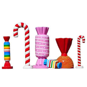 Décoration d'événements à thème moderne : <span class=keywords><strong>Grande</strong></span> sculpture en résine de sucettes simulées et de cannes à sucre en fibre de verre à vendre - Product Image 1