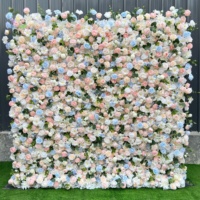 Panneau mural de fleurs artificielles rose et blanc pour la décoration de mariage, de fête ou d'événement