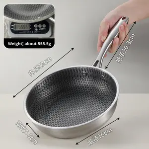 Poêle à frire plate en acier inoxydable pour usage domestique antiadhésive non enduite pour les cuisinières à induction et les cuisinières à gaz pour la friture d'œufs à steak - Product Image 6