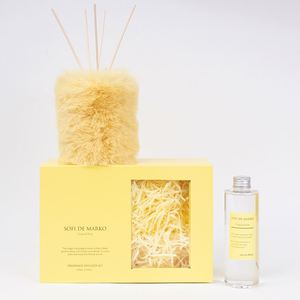 <b>Orange</b> Plush Reed Diffuser Bottle with Rattan <b>Sticks</b> and Refill Oil for Home - Product Image 2