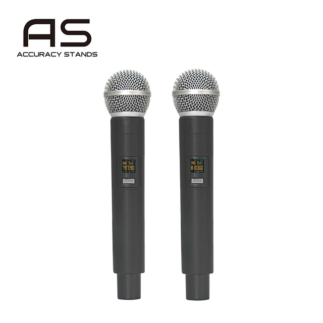 Accuracy Pro Audio UHF-301 Hot Sale 2 Channels UHF Wireless Mic Handheld Microphone for Karaoke and Meeting