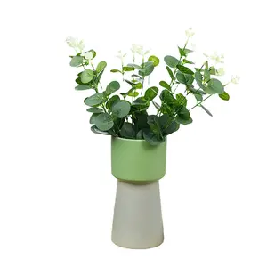 Aspire 2023 New Modern Artwork Customized Ceramic green and white Flower Vases for Home Decor