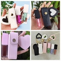 Nouveauté : Trousse à Huile à Lèvres en PU avec Mini Miroir, Brillant à Lèvres Transparent Végétalien Hydratant et Nourrissant, Base d'Huile à Lèvres Repulpante à Marque Blanche