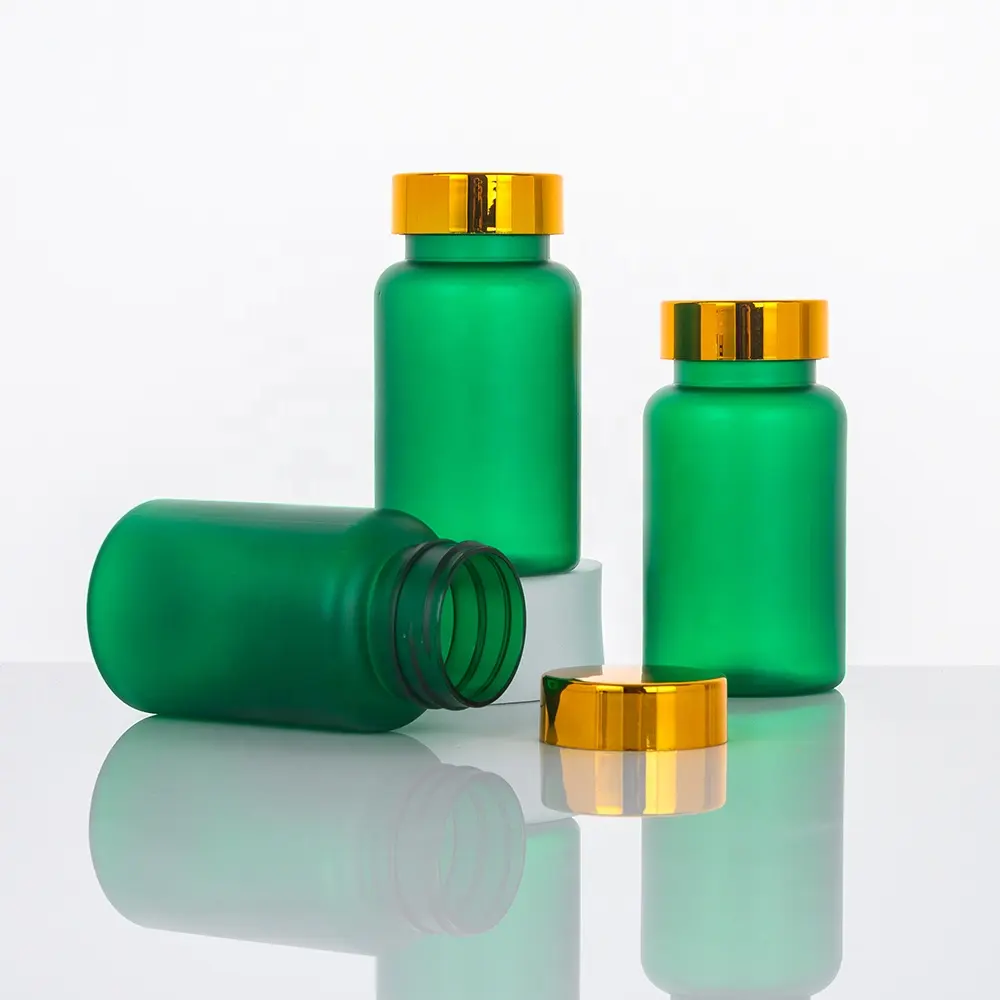 הסיטונאי 150cc מחמד ירוק פלסטיק בקבוק גלולה רפואה מיכל ויטמין התרופות תרופות בקבוק ירוק עם כובע עם מכסים
