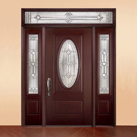 Porte d'entrée en bois avec inserts en verre ovales modernes personnalisés pour maison, appartement, villa