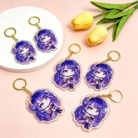 Porte-clés en acrylique personnalisé Anime, directement de l'usine, pendentif transparent imprimé dessin animé, plusieurs styles de chaînes métalliques, vente en gros