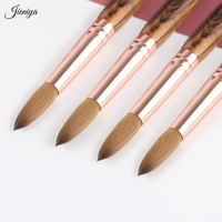 Pinceaux à ongles en poils de Kolinsky 100% purs avec manche en bois, logo personnalisé, pour poudre acrylique, gel UV, vernis à ongles, pinceaux acryliques