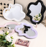 Miroir de table pliable mural moderne et créatif en plastique, miroirs décoratifs, bordure ondulée irrégulière, blanc, chambre à coucher, salon