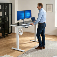 Cadre de bureau électrique réglable en hauteur Hetium, moderne, ergonomique, pliable, en acier, avec support pour moniteur