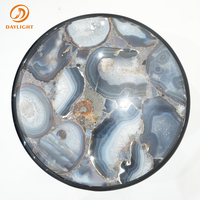 Ensemble de table basse ronde de luxe en agate, prix bas, acier inoxydable, meubles de salon, table basse de rangement, ottoman