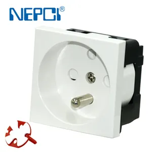 French socket outlet 2P+E, XJY-QB-32A Power socket modules with plastic plug protection 45x45mm