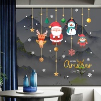 YZ Santa Claus Snowman PVC Stiker Dinding Laminasi Gloss Tahan Air Dekorasi Natal Stiker Pintu Kaca Toko