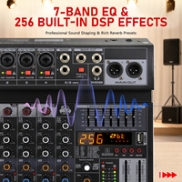 Console de mixage audio 6 canaux ELM AK-6 avec USB, Bluetooth, égaliseur graphique 7 bandes, alimentation fantôme 48V, écran LED et effets intégrés