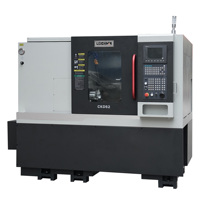 Leichman CNC mesin bubut Turret CKD52, mesin pembalik logam tempat tidur miring dengan alat 12 posisi Post CNC mesin bubut Turret