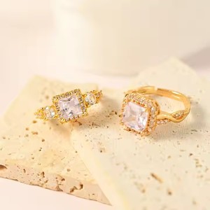Bán buôn đám cưới vài LỜI HỨA erernity cubin Zircon 18 K mạ vàng nghệ thuật không thấm nước Deco Kim Cương Trang sức nhẫn anel de ouro - Product Image 4