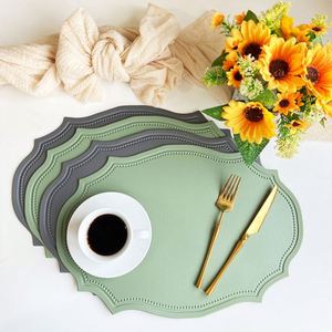 PU Leather Placemat <b>Waterproof</b> Oil-Proof Table Mat Style Simple Heat Mat Home Dinning Table Decoration Mat - Product Image 2