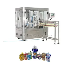 Shantou rose water stand up pouch with spout sachet filling and capping machine with date printer