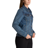 Pas cher Grand Classique Vintage Marque Personnalisée Sans Logo Vierge 100% Coton Dame Denim Bleu Foncé Femmes Jeans Veste