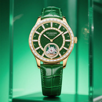 Montre mécanique pour homme de haute qualité, personnalisée, de style professionnel, à mouvement apparent, avec bracelet en cuir véritable