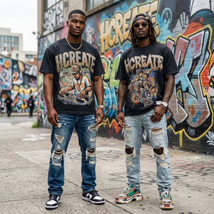 T-shirt Vintage Streetwear Homme Coton Épais Délavé à l'Acide Imprimé Graphique Coupe Oversize Logo Personnalisé Prix Bas 2026 - Product Image 2