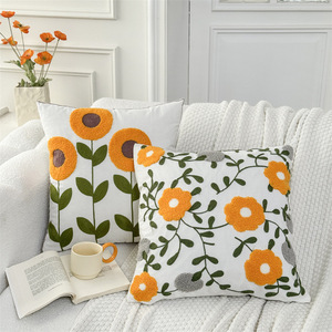 Embroidered Throw Pillow Cover - 18x18 Decorative Pillow Cover with Zipper Aesthetic Cute Design Boho Cozy Throw Pillowcase - Product Image 2