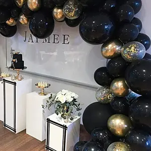 DIY काले और सोने गुब्बारा माला कट्टर किट जन्मदिन की पार्टी गोद भराई सजावट